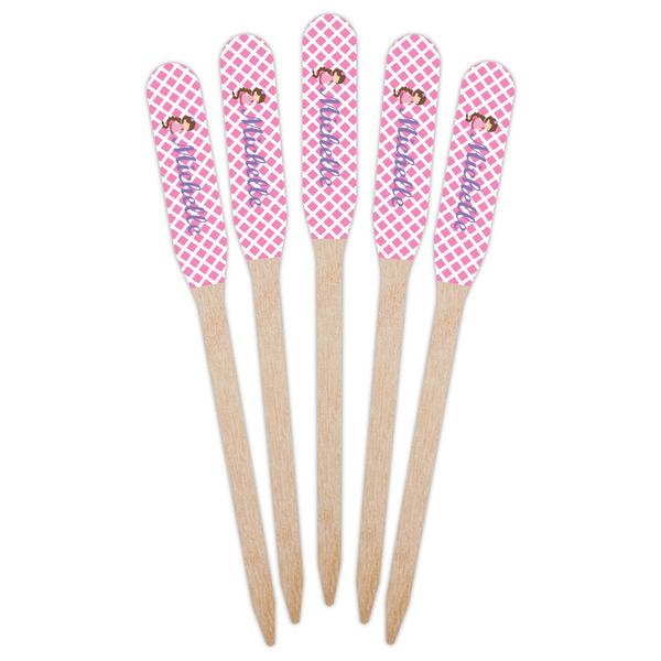 Diamond Print w/Princess Wooden Food Pick - Paddle - Fan View