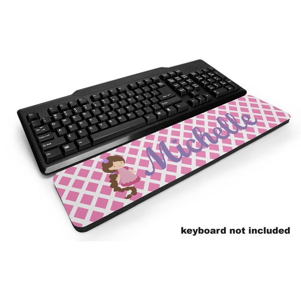 Custom Diamond Print w/Princess Keyboard Wrist Rest (Personalized)