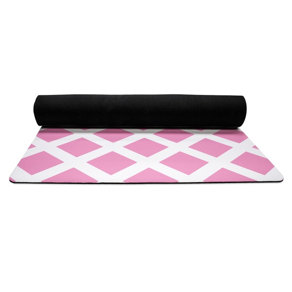 Diamond Print w/Princess Yoga Mat Rolled up Black Rubber Backing