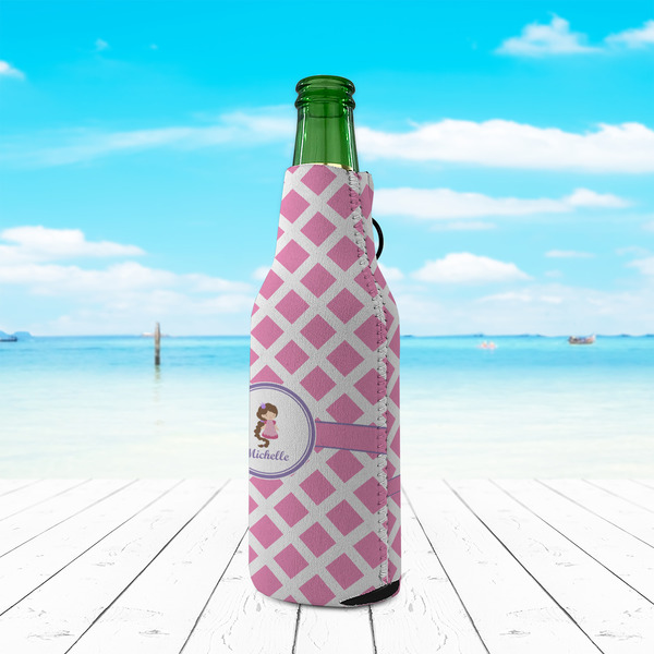 Diamond Print w/Princess Zipper Bottle Cooler - LIFESTYLE