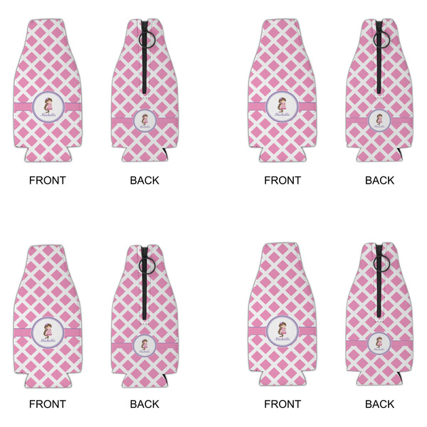Diamond Print w/Princess Zipper Bottle Cooler - Set of 4 - APPROVAL