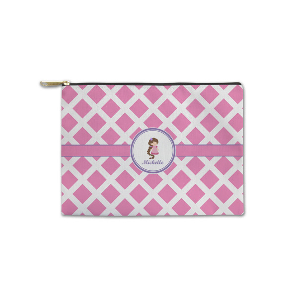 Custom Diamond Print w/Princess Zipper Pouch - Small - 8.5"x6" (Personalized)