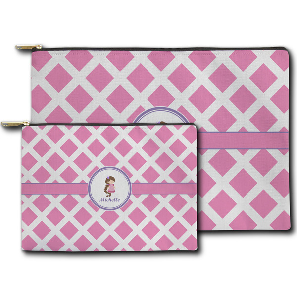 Diamond Print w/Princess Zippered Pouches - Size Comparison