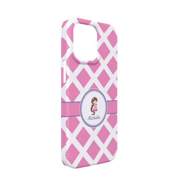 Custom Diamond Print w/Princess iPhone Case - Plastic - iPhone 13 Mini (Personalized)