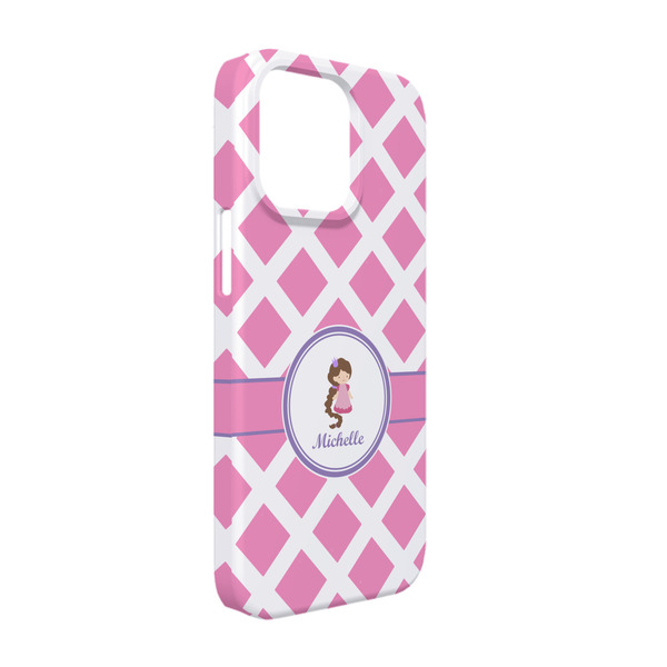 Custom Diamond Print w/Princess iPhone Case - Plastic - iPhone 13 Pro (Personalized)