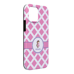 Diamond Print w/Princess iPhone Case - Rubber Lined - iPhone 13 Pro Max (Personalized)