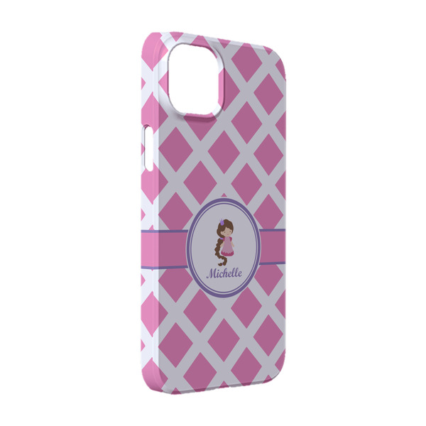 Custom Diamond Print w/Princess iPhone Case - Plastic - iPhone 14 (Personalized)