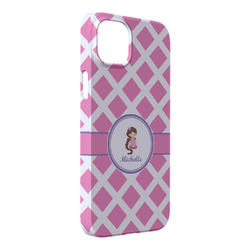 Diamond Print w/Princess iPhone Case - Plastic - iPhone 14 Plus (Personalized)