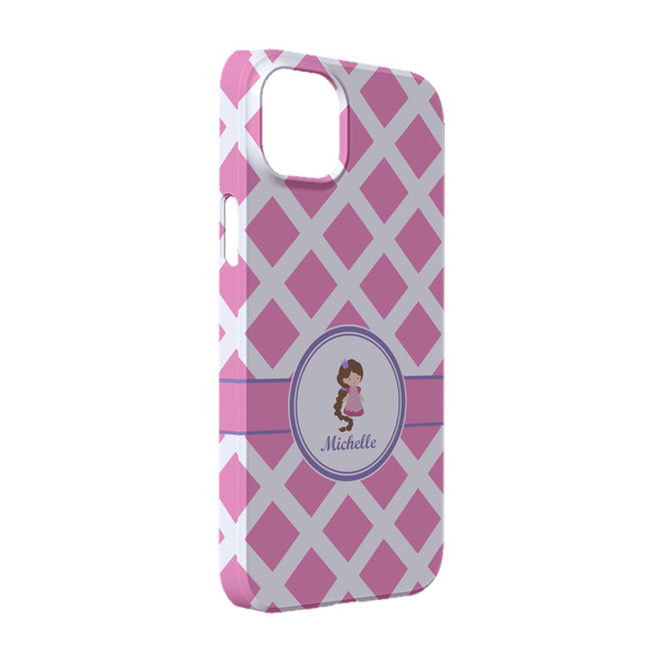 Custom Diamond Print w/Princess iPhone Case - Plastic - iPhone 14 Pro (Personalized)
