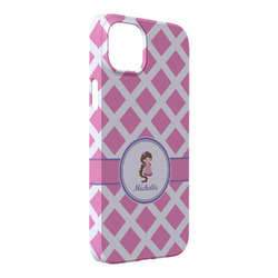Diamond Print w/Princess iPhone Case - Plastic - iPhone 14 Pro Max (Personalized)