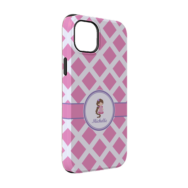Custom Diamond Print w/Princess iPhone Case - Rubber Lined - iPhone 14 (Personalized)