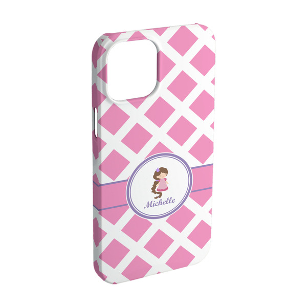 Custom Diamond Print w/Princess iPhone Case - Plastic - iPhone 15 (Personalized)