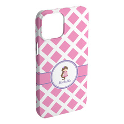 Diamond Print w/Princess iPhone Case - Plastic - iPhone 15 Plus (Personalized)