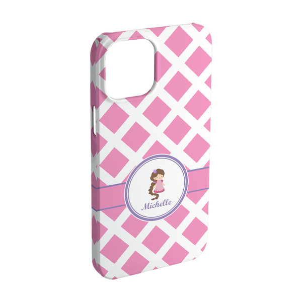 Custom Diamond Print w/Princess iPhone Case - Plastic - iPhone 15 Pro (Personalized)