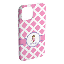 Diamond Print w/Princess iPhone Case - Plastic (Personalized)
