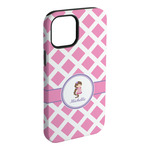 Diamond Print w/Princess iPhone Case - Rubber Lined (Personalized)