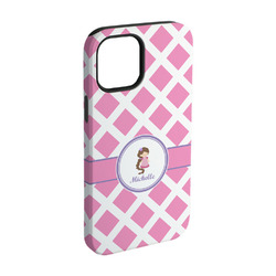 Diamond Print w/Princess iPhone Case - Rubber Lined - iPhone 15 (Personalized)