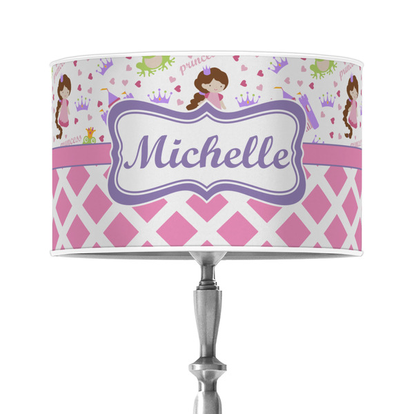 Custom Princess & Diamond Print 12" Drum Lamp Shade - Poly-film (Personalized)