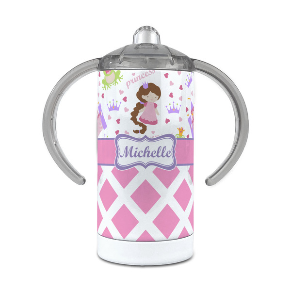 Custom Princess & Diamond Print 12 oz Stainless Steel Sippy Cup (Personalized)