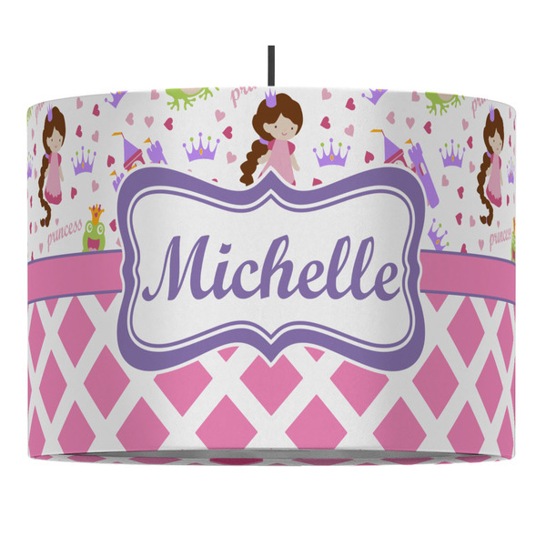Custom Princess & Diamond Print Drum Pendant Lamp (Personalized)
