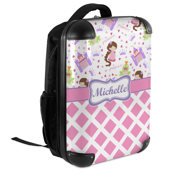 Princess & Diamond Print 18" Hard Shell Backpacks - ANGLED VIEW