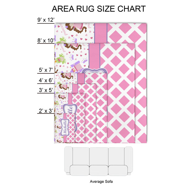 Princess & Diamond Print 2'x3' Indoor Area Rugs - Size Chart