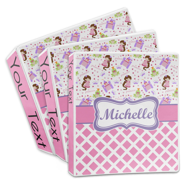 Custom Princess & Diamond Print 3-Ring Binder (Personalized)