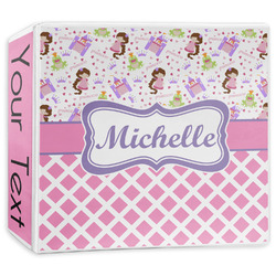 Princess & Diamond Print 3-Ring Binder - 3 inch (Personalized)