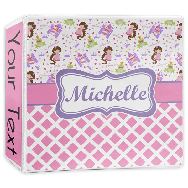 Custom Princess & Diamond Print 3-Ring Binder - 3 inch (Personalized)