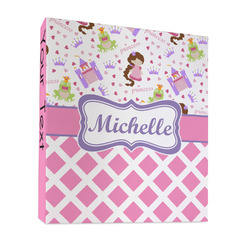 Princess & Diamond Print 3 Ring Binder - Full Wrap - 1" (Personalized)