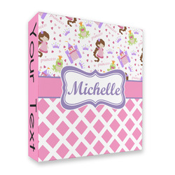 Princess & Diamond Print 3 Ring Binder - Full Wrap (Personalized)