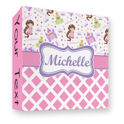 Princess & Diamond Print 3 Ring Binder - Full Wrap - 3" (Personalized)