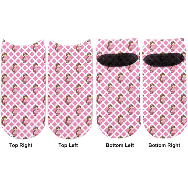 Princess & Diamond Print Adult Ankle Socks - Double Pair - Front and Back - Apvl