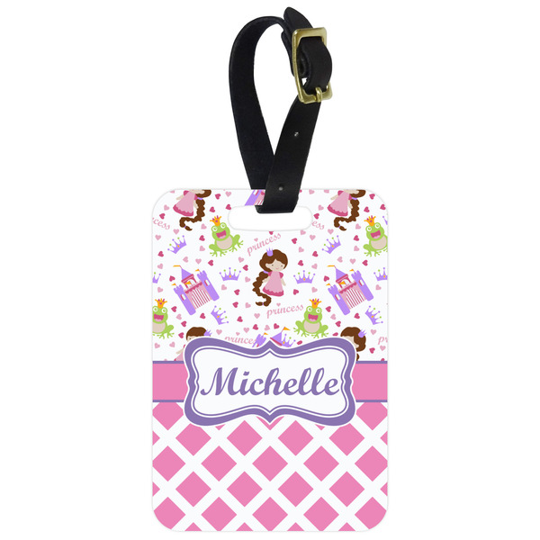 Custom Princess & Diamond Print Metal Luggage Tag w/ Name or Text