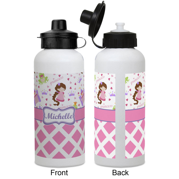 Princess & Diamond Print Aluminum Water Bottle - White APPROVAL