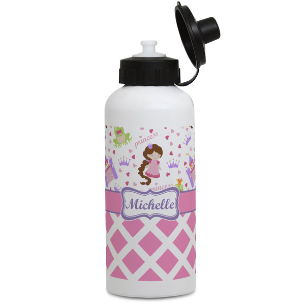 Custom Princess & Diamond Print Water Bottles - Aluminum - 20 oz - White (Personalized)