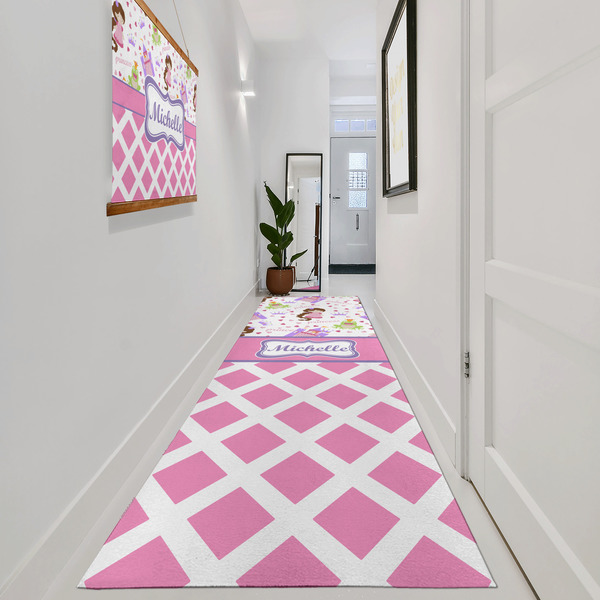 Princess & Diamond Print Area Rug Sizes - In Context (vertical)