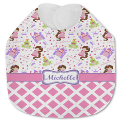 Princess & Diamond Print Jersey Knit Baby Bib w/ Name or Text