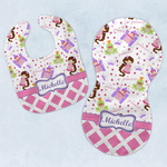 Princess & Diamond Print Baby Bib & Burp Set w/ Name or Text