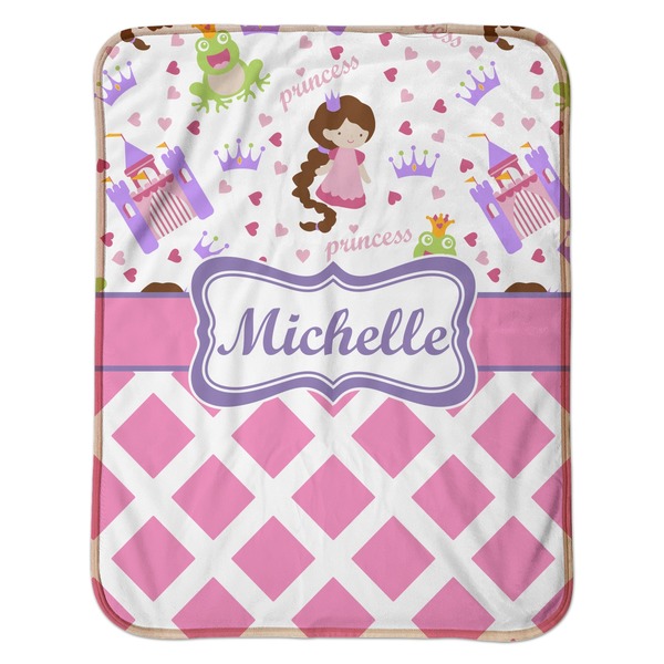Princess & Diamond Print Baby Sherpa Blanket - Flat
