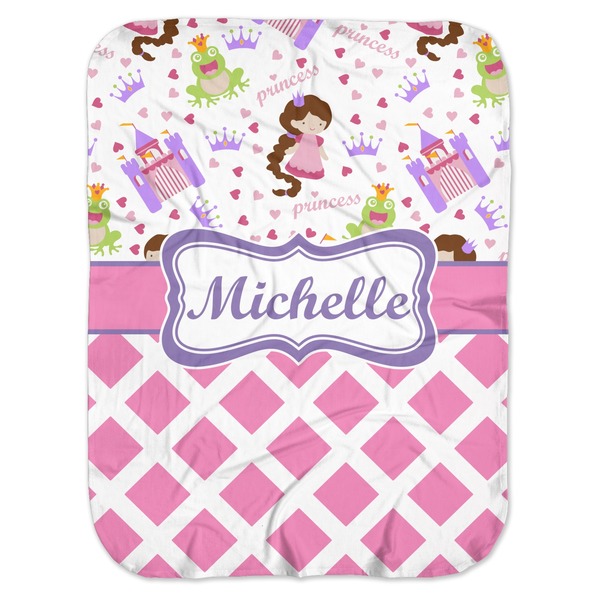 Custom Princess & Diamond Print Baby Swaddling Blanket (Personalized)