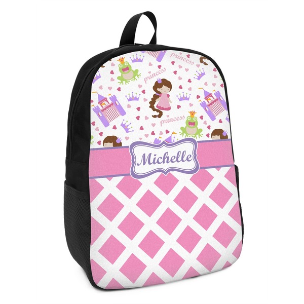 Custom Princess & Diamond Print Kids Backpack (Personalized)
