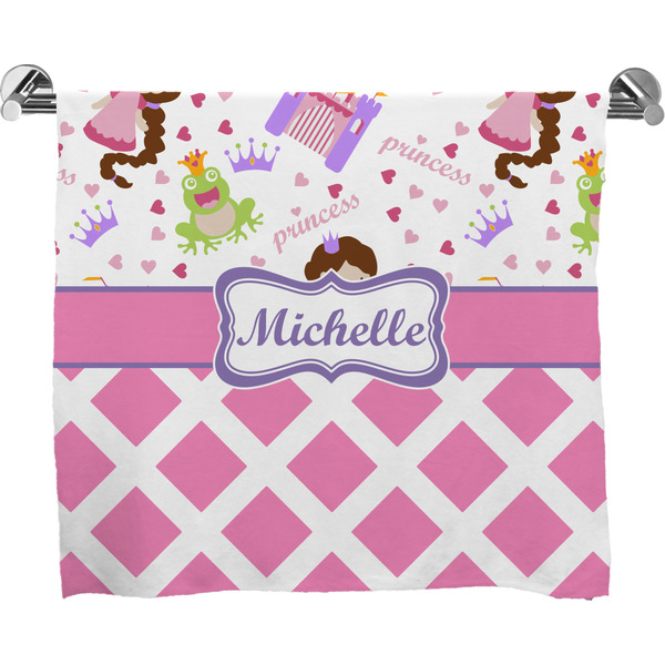 Custom Princess & Diamond Print Bath Towel (Personalized)