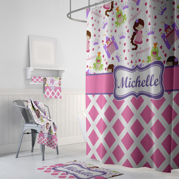 Princess & Diamond Print Bath Towel Sets - 3-piece - In Context