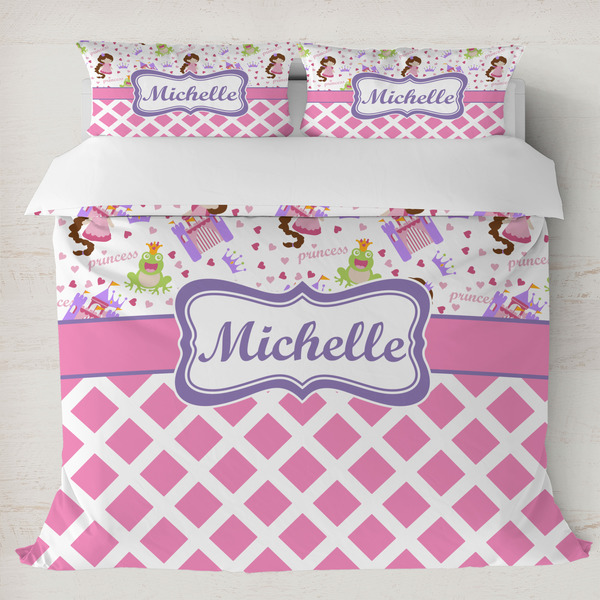 Custom Princess & Diamond Print Duvet Cover Set - King (Personalized)