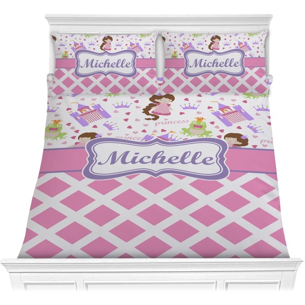 Custom Princess & Diamond Print Comforter Set - Full / Queen (Personalized)