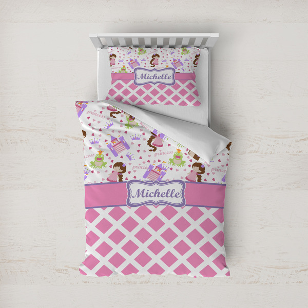 Custom Princess & Diamond Print Duvet Cover Set - Twin (Personalized)