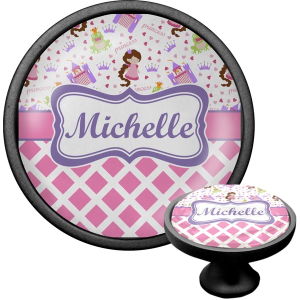 Custom Princess & Diamond Print Cabinet Knob (Black) (Personalized)