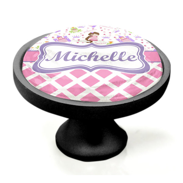 Princess & Diamond Print Black Custom Cabinet Knob (Side)