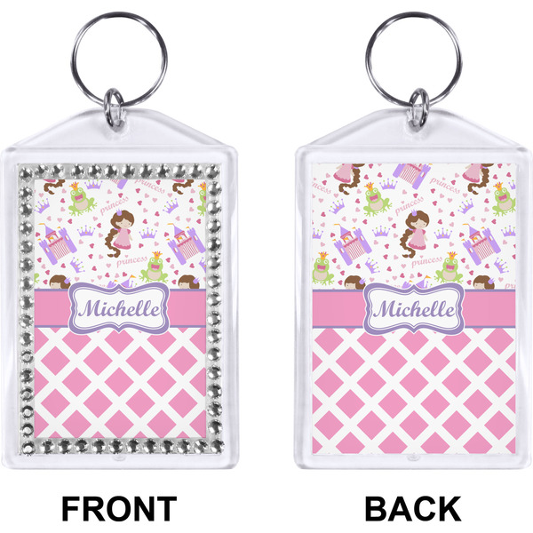 Princess & Diamond Print Bling Keychain (Front + Back)